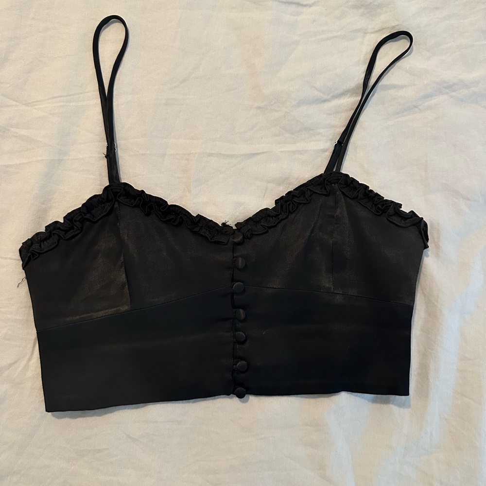 Black silk crop top Zara